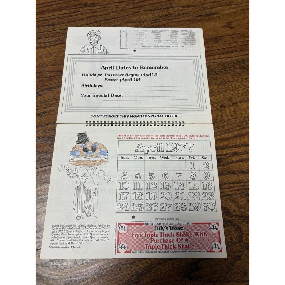 McDonalds 1976 Bicentennial Coloring Calendar (VF+)